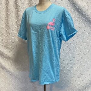 Girlie Girl size Large Light Blue Flamingo Graphic Tee Stand Tall Darlin stretch